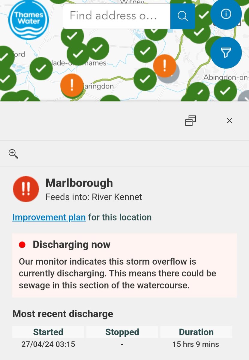 Marlbough sewage treatment works is once again discharging untreated 💩 straight into the River Kennet. The current duration is 15 hours & still going 😠 The Winterbourne Stream is currently at a staggering 1,057 hours of receiving continuous untreated 💩 😲 and still going!!!