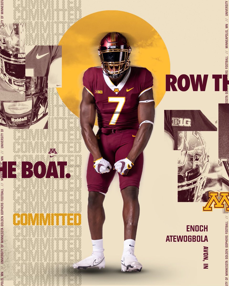 Enoch Atewogbola 🇳🇬 (@_enoch35) on Twitter photo 1000% COMMITTED! #GOGOPHERS #ROWTHEBOAT
<a href="/RobGibsonHC/">Rob Gibson</a> <a href="/RyanJBallou/">Ryan Ballou</a> <a href="/bringthehammer/">Chris Stevenson</a> <a href="/raycp315/">Craig Ray</a>
<a href="/CoachThompson13/">Jason Thompson</a> <a href="/CoachCam_CamQBs/">Grant Cameron CamQBs</a>
<a href="/CoachDSchauss/">Drew Schauss</a> <a href="/IndianaPreps/">Indiana Preps</a> <a href="/Bryan_Ault/">Bryan Ault - Midwest Scout</a> <a href="/AllenTrieu/">Allen Trieu</a> 1000% COMMITTED! #GOGOPHERS #ROWTHEBOAT
<a href="/RobGibsonHC/">Rob Gibson</a> <a href="/RyanJBallou/">Ryan Ballou</a> <a href="/bringthehammer/">Chris Stevenson</a> <a href="/raycp315/">Craig Ray</a>
<a href="/CoachThompson13/">Jason Thompson</a> <a href="/CoachCam_CamQBs/">Grant Cameron CamQBs</a>
<a href="/CoachDSchauss/">Drew Schauss</a> <a href="/IndianaPreps/">Indiana Preps</a> <a href="/Bryan_Ault/">Bryan Ault - Midwest Scout</a> <a href="/AllenTrieu/">Allen Trieu</a>