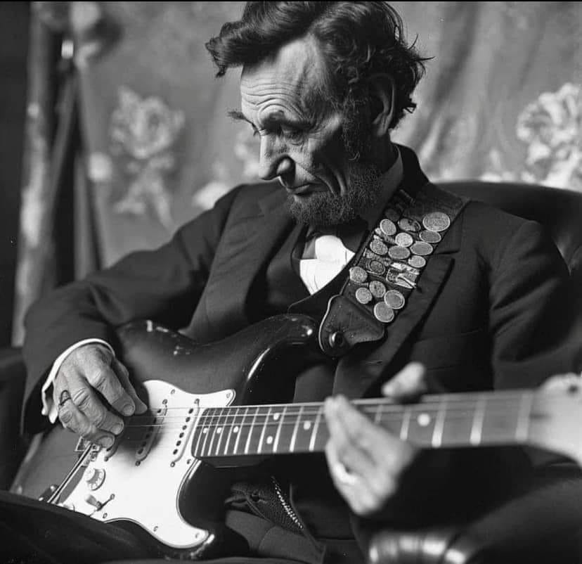 Abraham Lincoln and his favorite Stratocaster. Photograph taken by Keith Richards. #Straturday