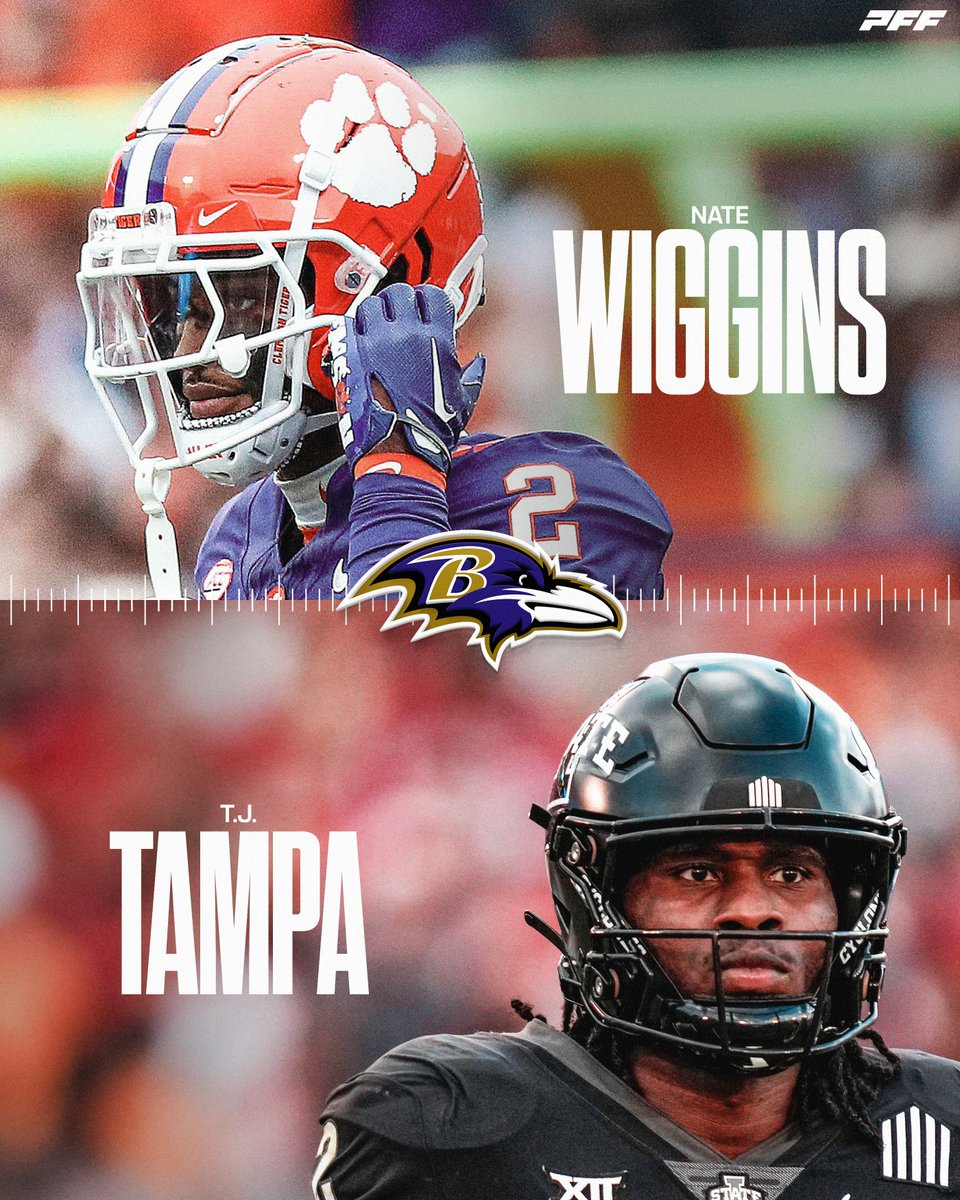 PFF's tweet photo. The Ravens' secondary additions:

Nate Wiggins x TJ Tampa 😈 https://t.co/csDrAQ8Akz
