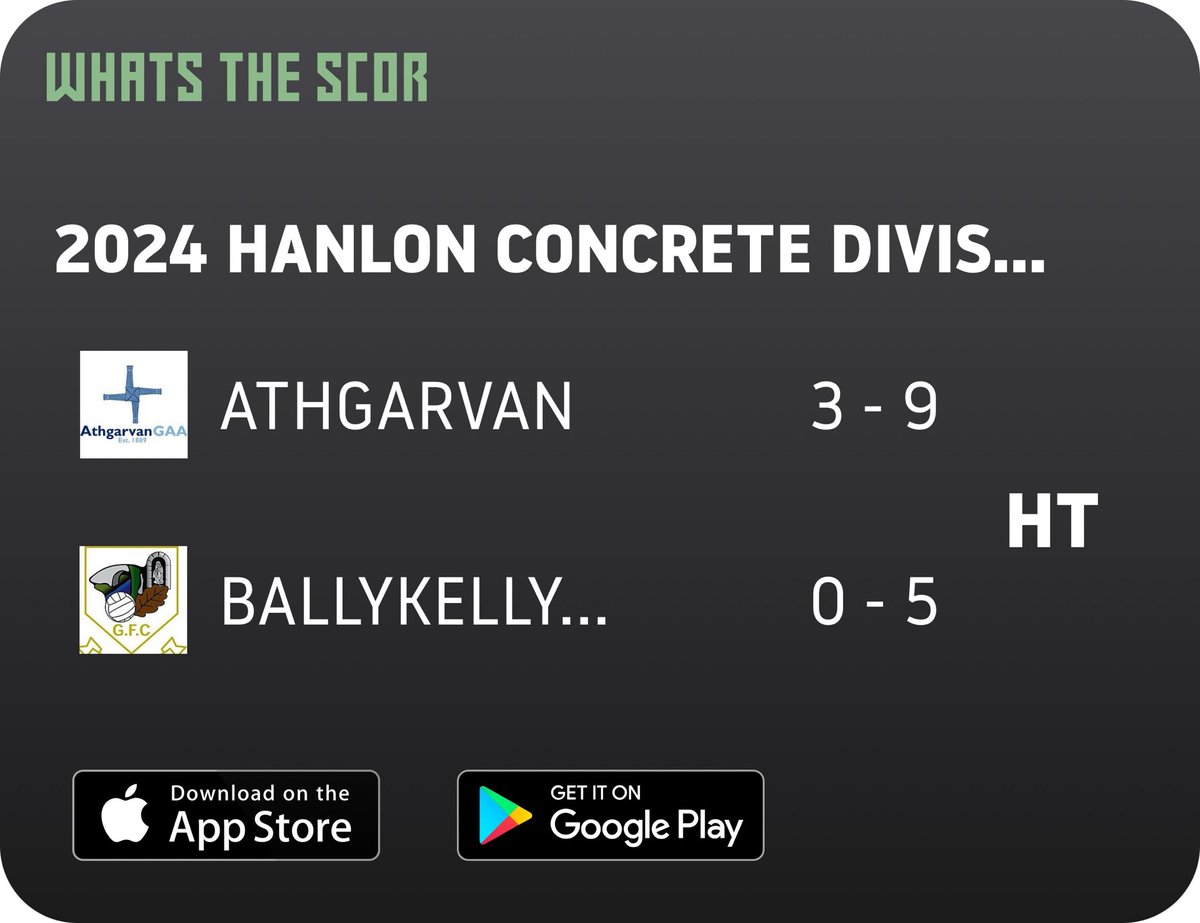 ATHGARVAN_GAA's tweet photo. Get Live Score Updates straight to your phone, download Whats The Scor. Follow us on @WhatstheScor https://t.co/WQOgOEq1EG