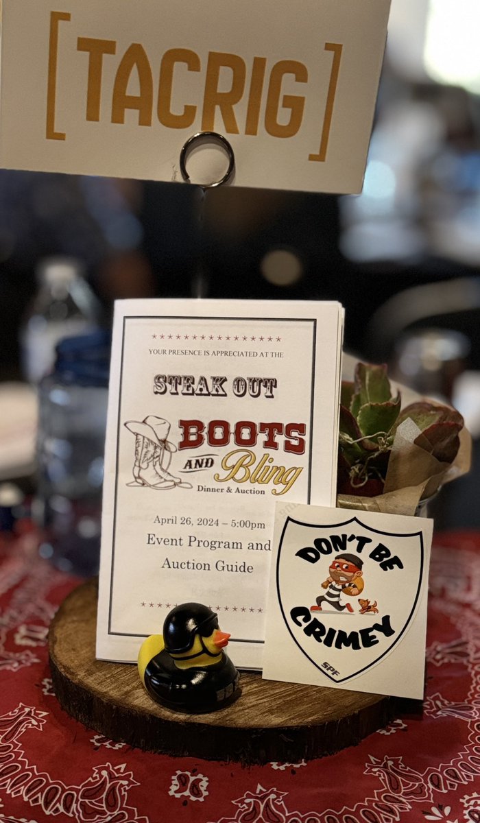 We had a great time last night supporting the Sherwood Police Foundation at the Steak Out Boots and Bling Dinner and Auction. We’re happy and proud to support our first responders. #backtheblue #tacrig #flexyourguns #spf #dontbecrimey #sherwoodpolice #sherwoodpolicefoundation