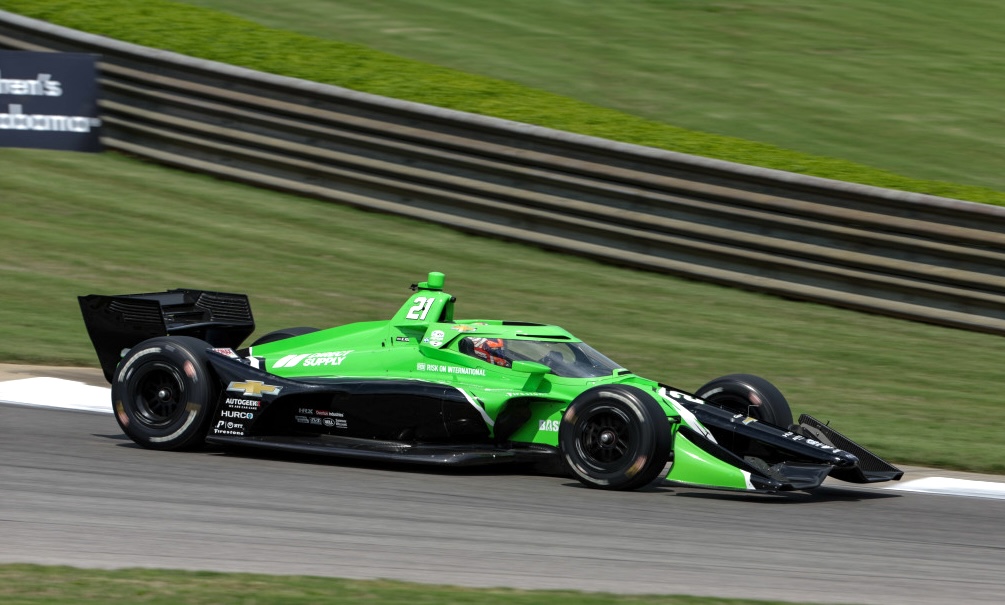 Saturday morning’s practice session for the IndyCar Series at Barber Motorsports Park was paced by Ed Carpenter Racing’s Rinus VeeKay. racer.com/2024/04/27/vee…