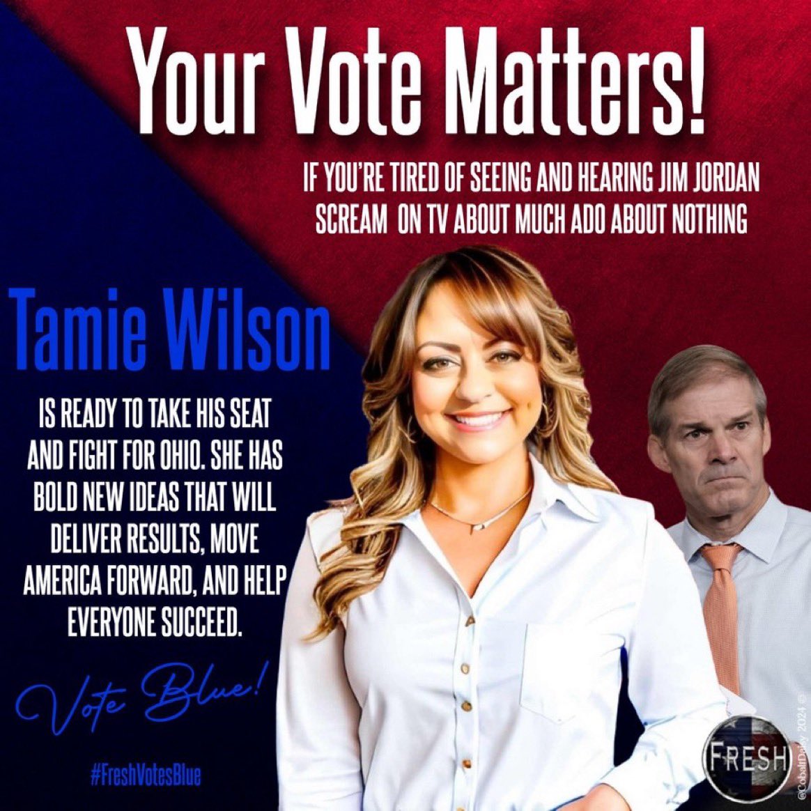 Fed up with elected representatives who grandstand for the cameras to make a brand for themselves, but do nothing for the people who elected them, this is the year to clean house? Start in Ohio. Dump Jim Jordan. Elect Tamie Wlson @TamieUSCongress for OH04. #Fresh #wtpGOTV24