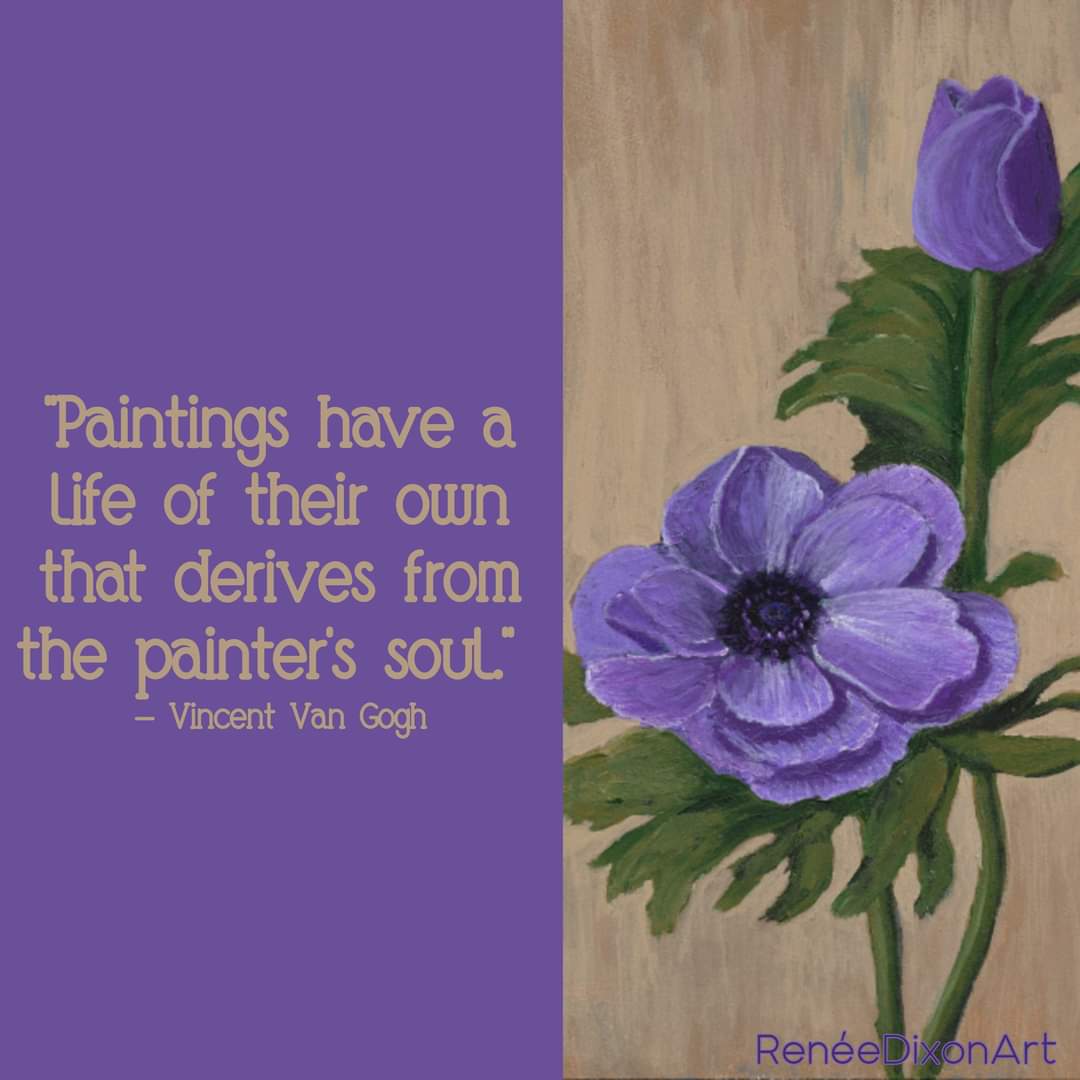 'Paintings have a life of their own that derives from the painter's soul.'
- Vincent Van Gogh 

#MyArtWork #Art #Artist #Quote #VincentVanGogh #PaintingsHaveALifeOfTheirOwn #PaintersSoul #RenéeDixonArt #LowVision #LowVisionArtist #VisuallyImpaired