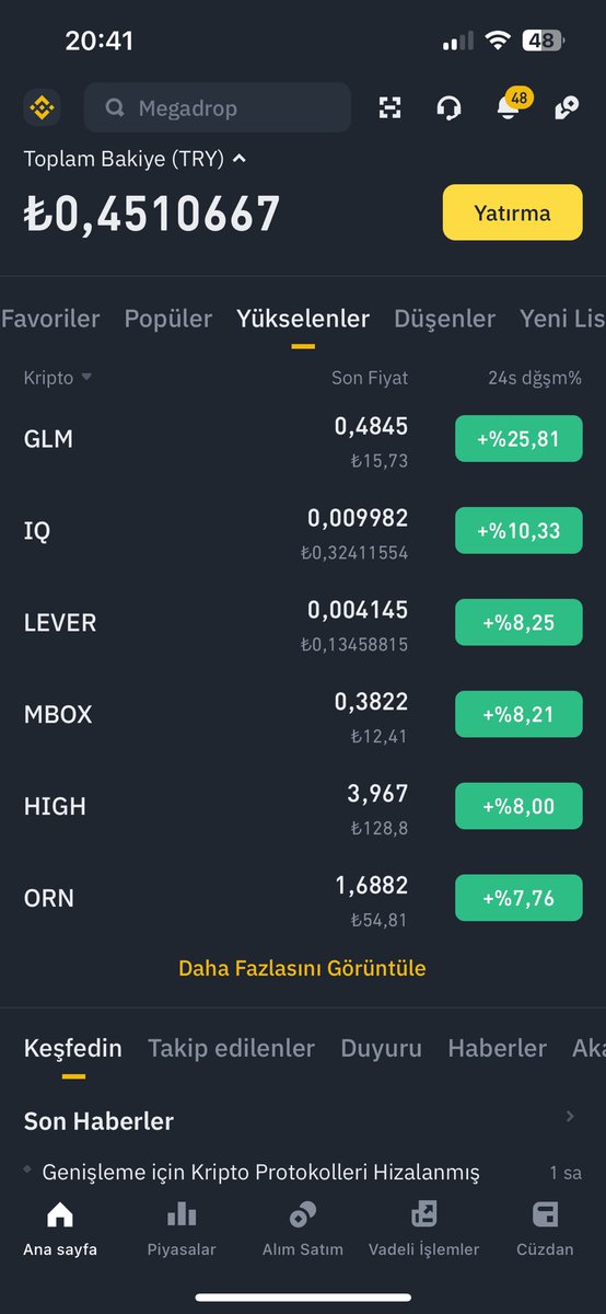 #MBOX yine #Binance borsasında yükselenlerde yerini aldı. Maşallah 🧿