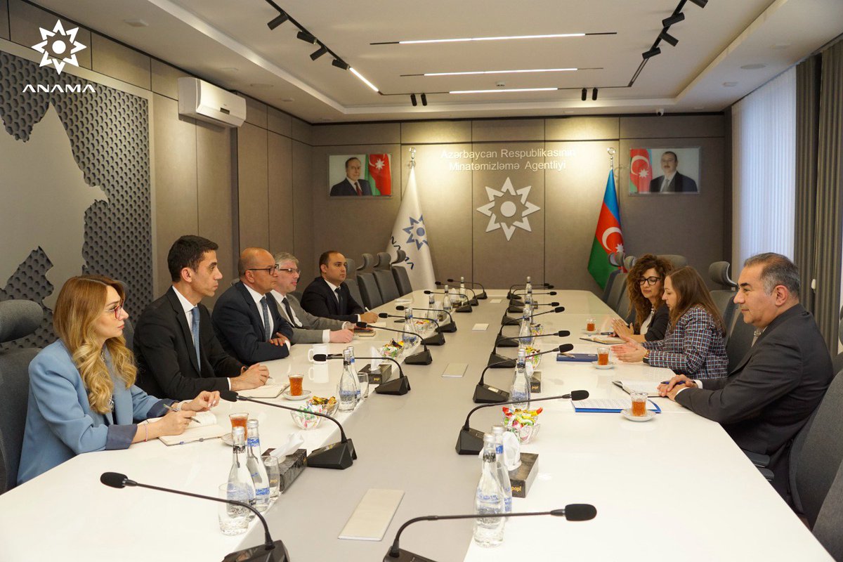 Vugar Suleymanov, Chairman of the Board of Mine Action Agency of the Republic of Azerbaijan, met with @AleRoccasalvo During the meeting, views were exchanged on the development prospects of the current cooperation, as well as topics of mutual interest. #ANAMA