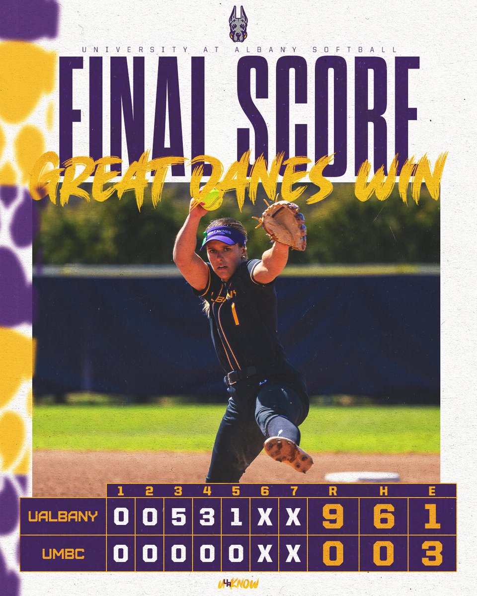 FINAL | Wendi Hammond pitches a no-hitter and the Great Danes tally a near-perfect victory in five innings! #UAUKNOW // #AESB