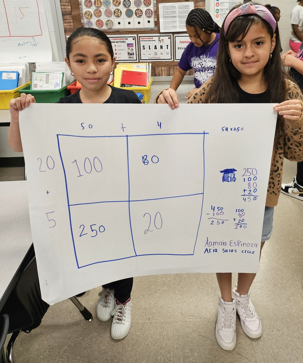 Third graders learned 4th grade skills at Saturday Camp today! Smiles for their success creating area models to solve 2 digit x 2 digit multiplication!! #WhateverItTakes @CypresswoodES @TrentGJohnson @DrWynneLaToya @TAshford10 @AldineISD @c10burggy @marlynn_montiel