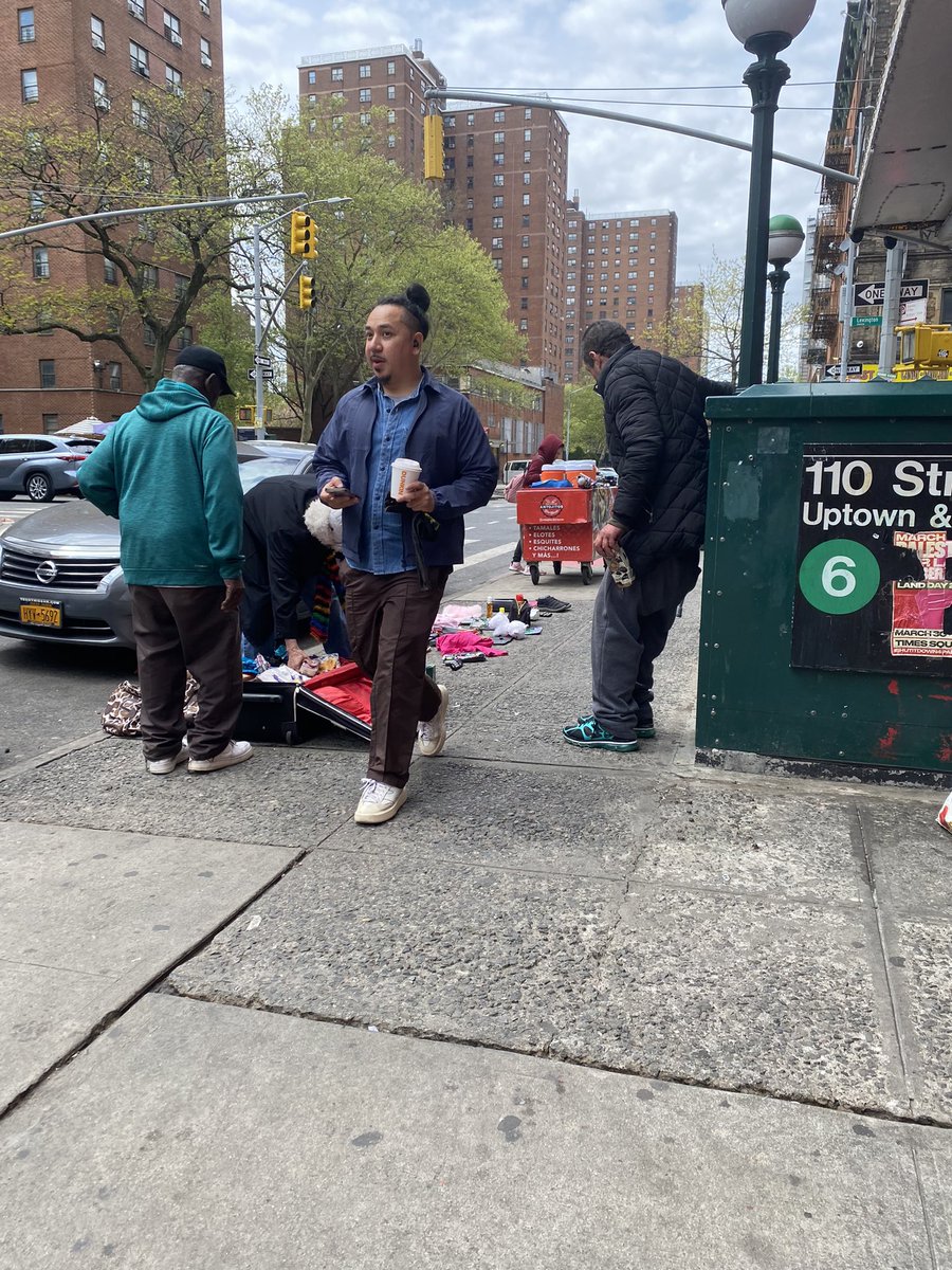 ressydm's tweet photo. @nyc311 Corner of east 110 amd Lexington uptown 6 train side where the Stop 1 King Goirmet Deli sits homeless hang out blocking sidewalks in east Harlem https://t.co/1GRWhg5Dme