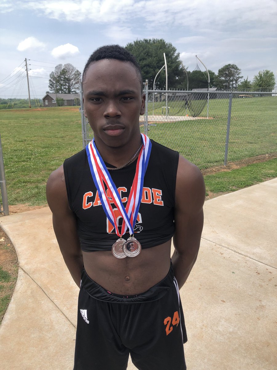Another medal for Corey Gooch! 

He took 2nd place in the 100m at Franklin County with a time of 11.33. That’s a new Cascade High School record!! 

<a href="/Cascadeathleti1/">Cascade athletics</a> <a href="/CascadeChampsFB/">Cascade Champions Football</a>