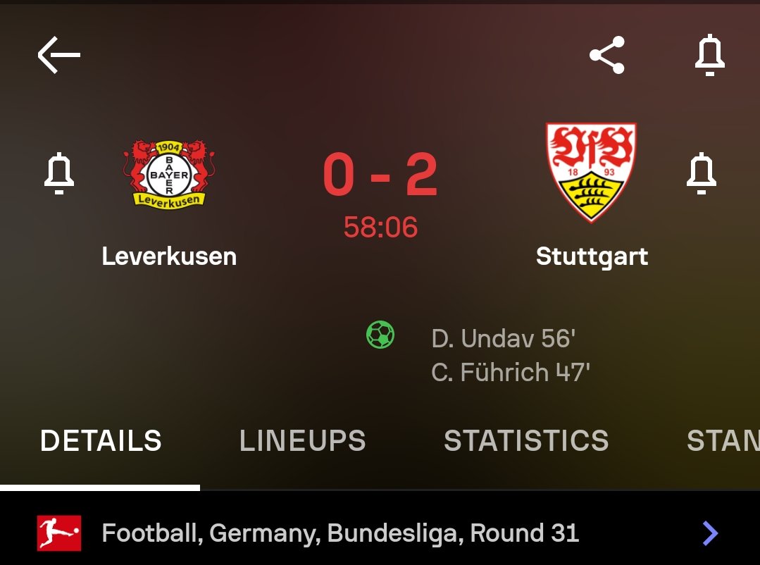 Bayer Leverkusen 2-0 down at home against Stuttgart 👀 Can they mount another comeback to keep their unbeaten streak alive?