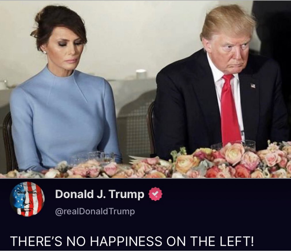 Nice of Donald to caption this photo. And for once, he's telling the truth: Melania does look miserable.