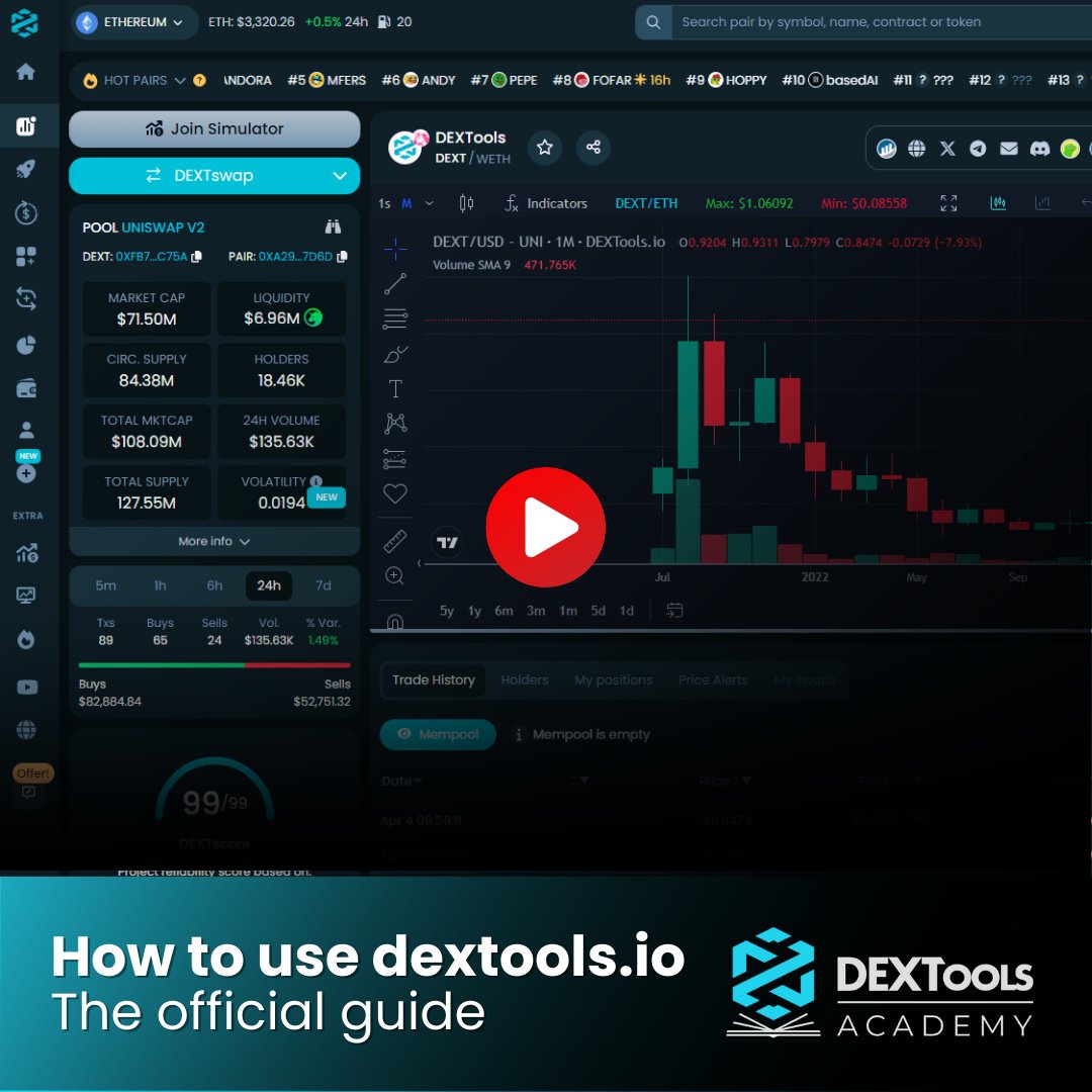 Want to take a dive into the world of #DeFi? Learn everything about how to use DEXTools effectively with our official guide! 📽️ youtube.com/watch?v=UHfteI…