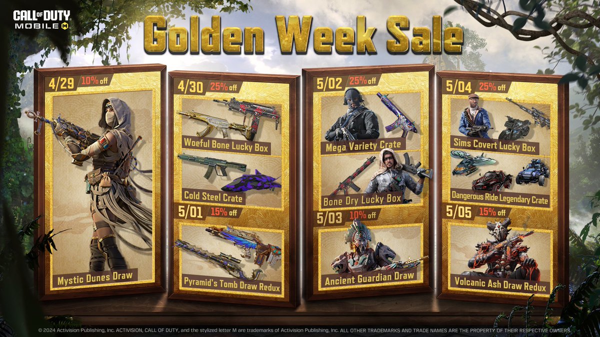 The Golden Week sale in Call of Duty: Mobile will run from 29th April to 5th May.