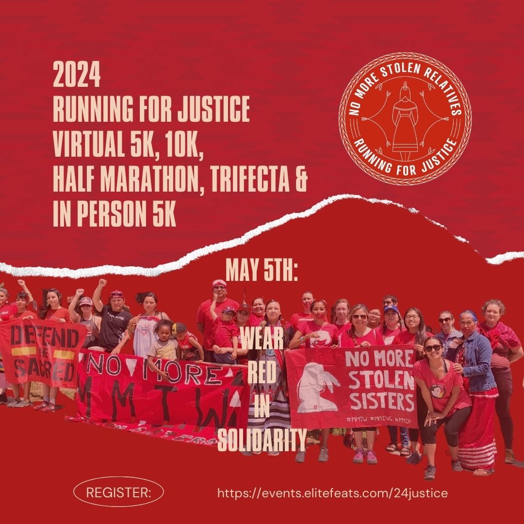 niwrc's tweet image. Join the virtual team: Running For Justice ❤️ Donate, participate, and support! Tag @_RisingHearts in your photos to share in Community and solidarity!
📆 May 3-6. Wear Red on May 5th!
events.elitefeats.com/24justice
#RunningForJustice #NoMoreStolenRelatives #RisingHearts #MMIW #MMIWR