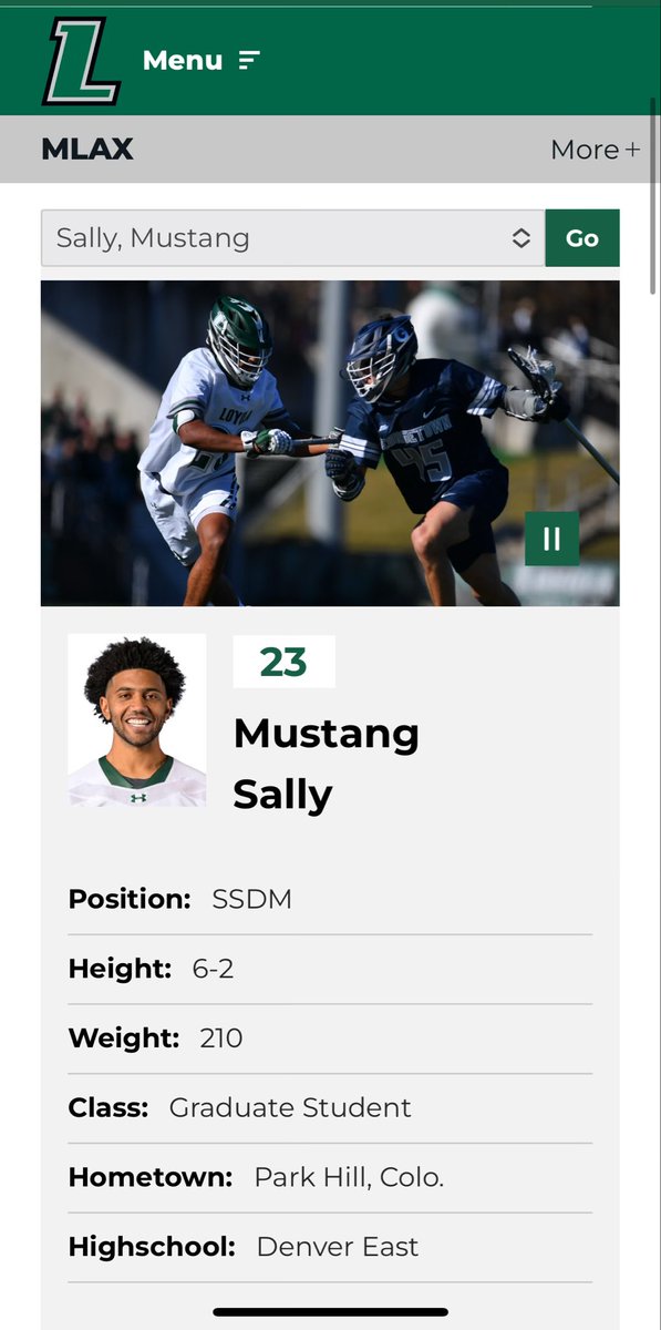 Immensely pleased to inform you all of the existence of Mustang Sally, MLAX player for Loyola (MD)