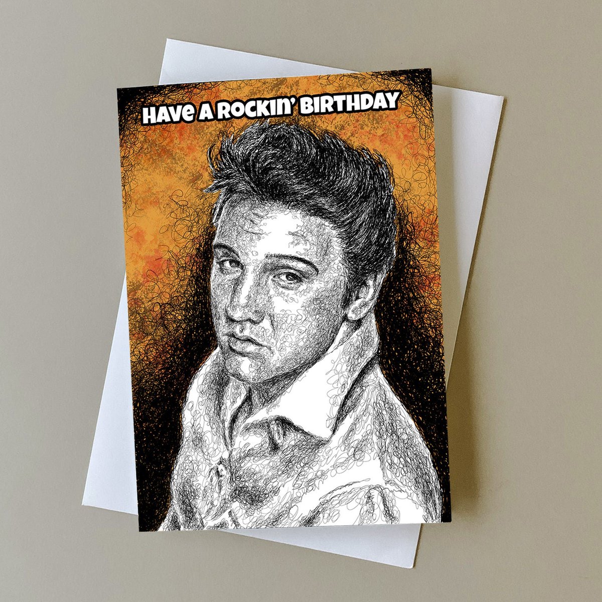 Elvis Presley birthday card, King of Rock and Roll, Rock Music card, Elvis birthday card, Gift for Elvis fans, Have a rockin' birthday tuppu.net/43adf9f6 #popCulture #wallArt #greetingcards #newWave #giftideas #BirthdayCard