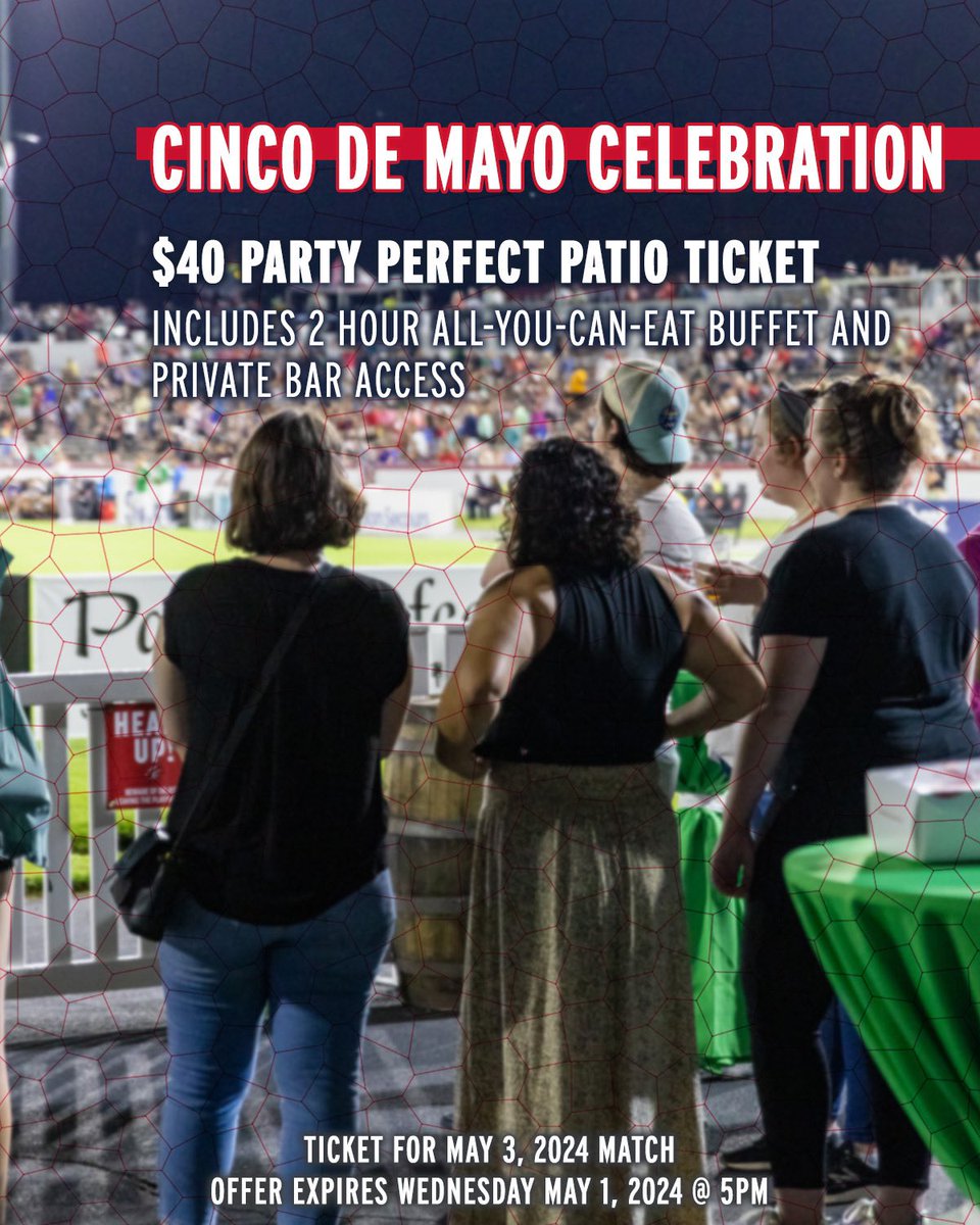 Individual tickets down in the @PartyPerfect Patio are now available for our May 3rd match! Enjoy a field-level experience, two hour all-you-can-eat buffet and access to a private bar all for just $40 per ticket! Offer expires May 1st at 5:00pm 🎟️: seatgeek.com/richmond-kicke…
