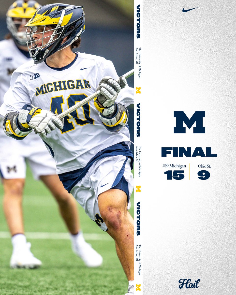 𝗠𝗠𝗠𝗠𝗶𝗰𝗵𝗶𝗴𝗮𝗻 𝗪𝗶𝗻𝘀! We advance to the semifinals of the Big Ten Tournament on Thursday (May 2) at 6: 30 p.m., and will take on the top-seeded Johns Hopkins Blue Jays. #GoBlue〽️
