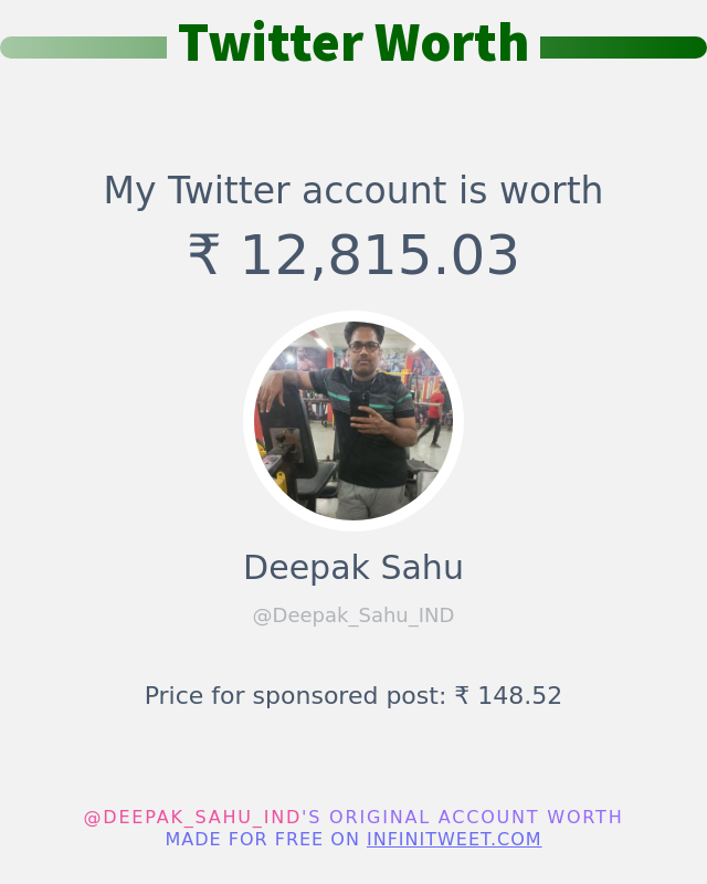मेरा ट्विटर मूल्य है: ₹ 12,815.03

➡️ infinitytweet.me/account-worth?…