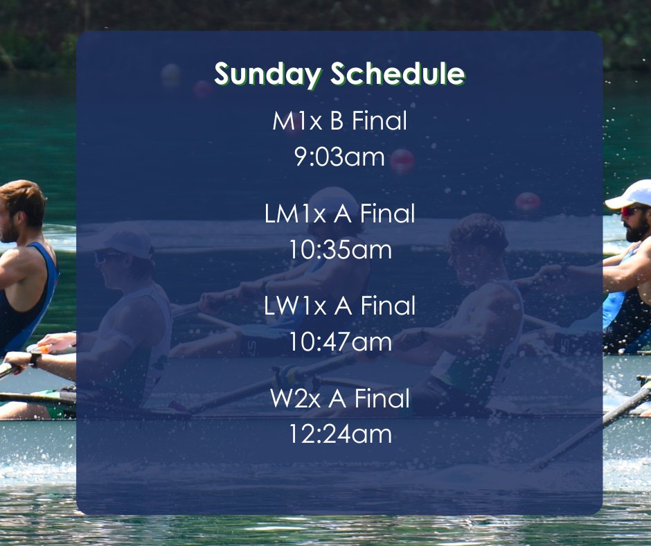 ☘️ Europeans Schedule - Day 4 ☘️ Times for the final day of racing for team Ireland at the 2024 European Championships! All times below are in Irish time, follow the racing on World Rowing’s live tracker! 📺worldrowing.com