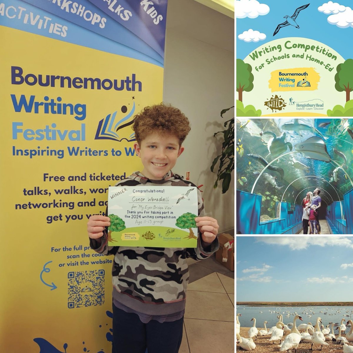 Huge congratulations to Connor, who won the children’s writing competition! We teamed up with Dorset Goes WILD and Hengistbury Head Writers’ Group for a nature-themed writing competition with fantastic prizes including tickets to the B’mouth Oceanarium and Abbotsbury Swannery.