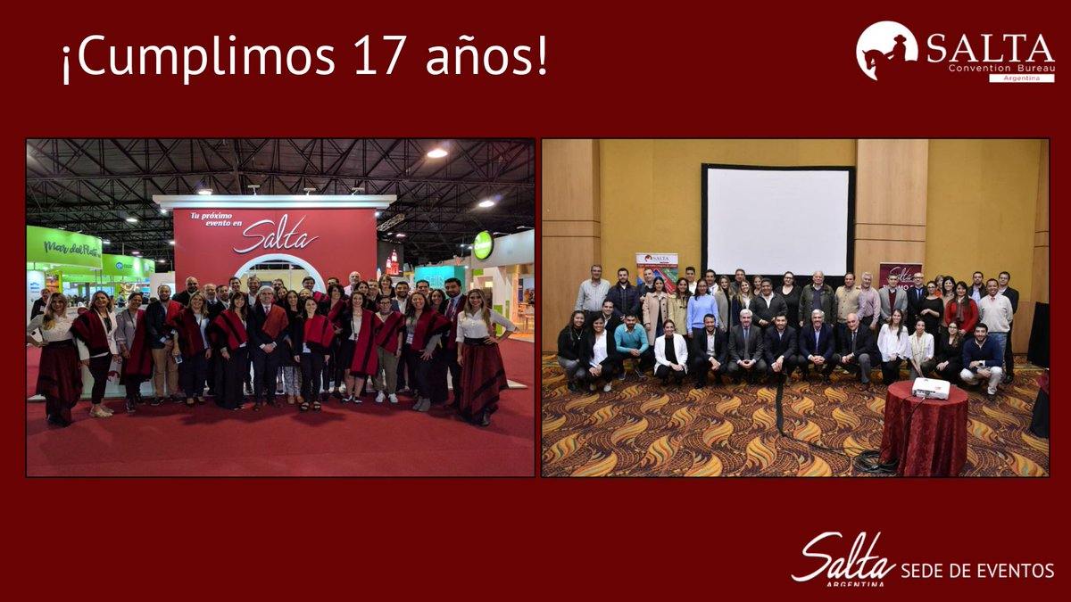 ¡Felices 17 años, Bureau!

¡Gracias a los socios, instituciones, asociaciones, sector público, sector académico y a todos los salteños, por hacer de Salta, uno de los principales destinos del país para la realización de Eventos!