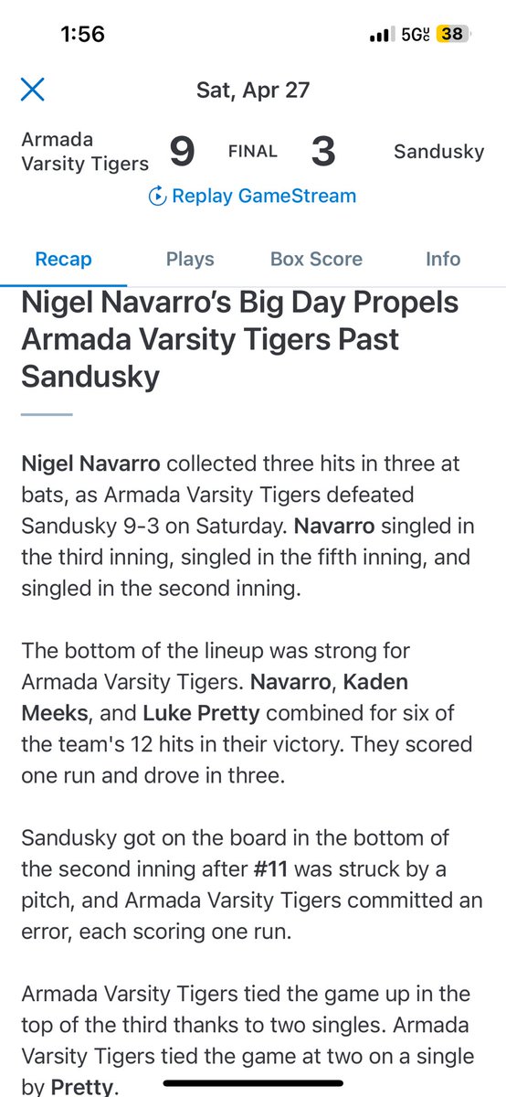 tseidj2's tweet photo. @ArmadaBase takes both today! 9-3 over Sandusky and 6-1 against Gaylord 🐅🐅 https://t.co/MbWkQgusHZ