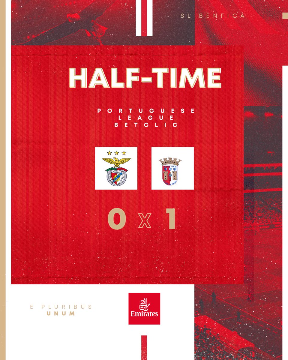 ⏸ Half-time. #SLBSCB • #LigaPortugalBetclic