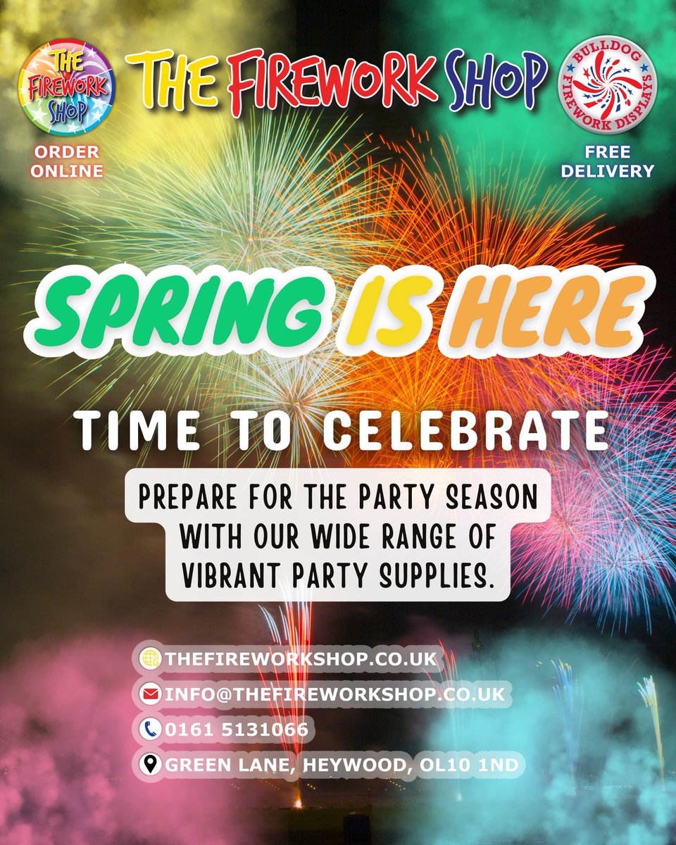 #LancashireLightshow #ManchesterLightshow #ManchesterFireworksDisplay #LancashireFireworksDisplay #Fireworks #FireworkDisplays #BulldogFireworks #TheFireworkShop #SpringParty #SpringFireworkDisplay #ColouredPowder