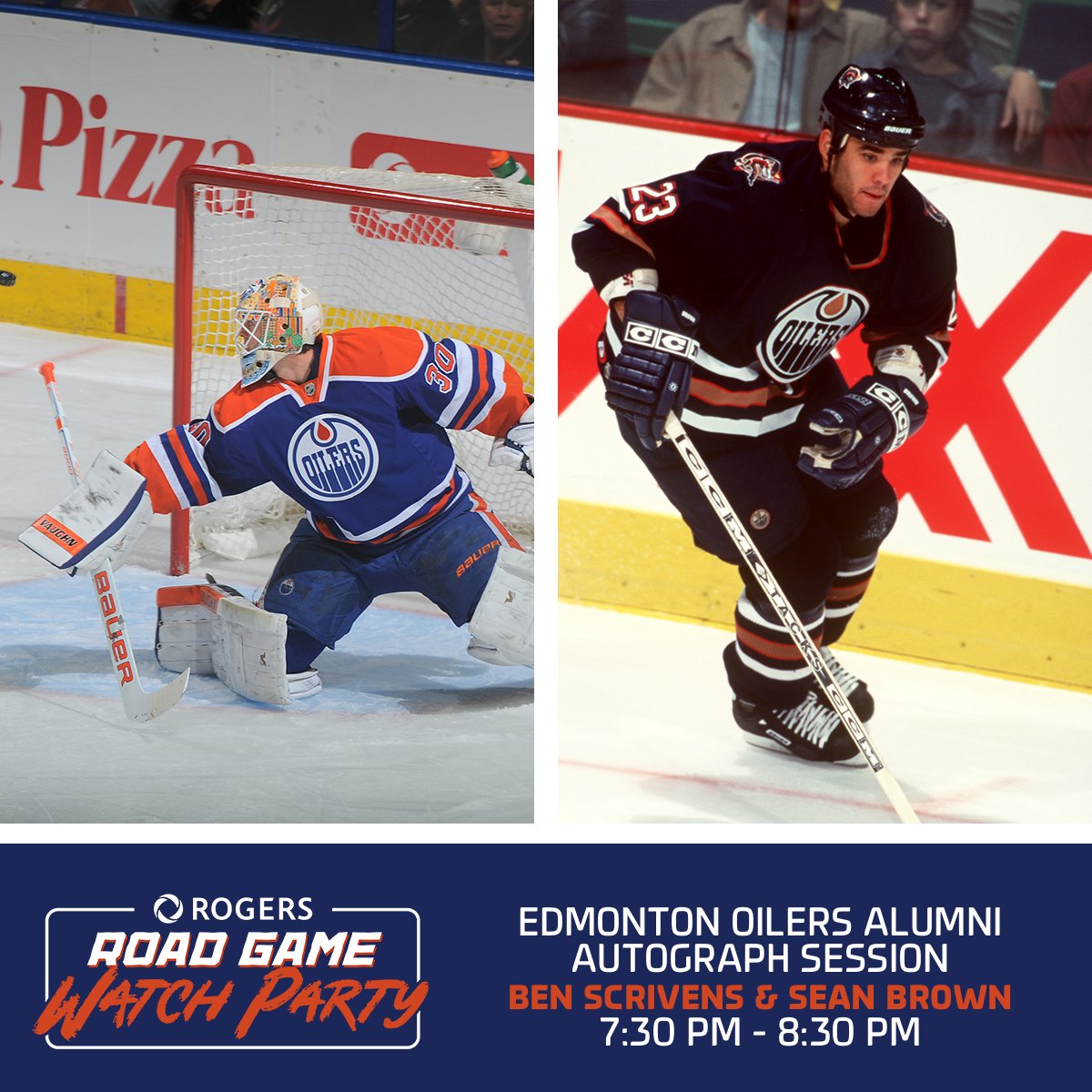✍️ ALUMNI UPDATE!! ✍️ Edmonton Oilers alumni Ben Scrivens & Sean Brown will be signing autographs at tomorrow's @Rogers Road Game Watch Party! Limited tickets remain for Game 4, get yours now! 🎫: EdmontonOilers.com/WatchParty