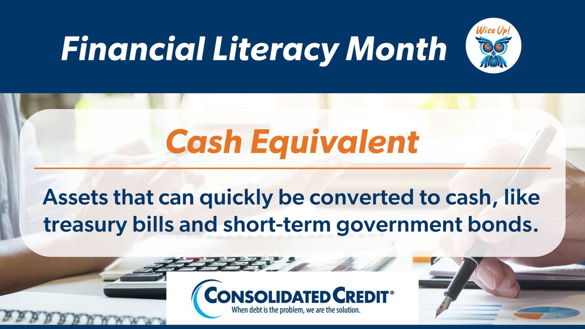 🦉#FinancialLiteracyMonth
#PersonalFinance #WordOfTheDay #CashEquivalent

Free #PersonalFinance resources to help craft better strategies for your #money & #credit: ow.ly/YrFl50RmhIb

#ConsolidatedCredit #CreditCounseling #HousingCounseling #DebtSucks ☎️844-450-1789