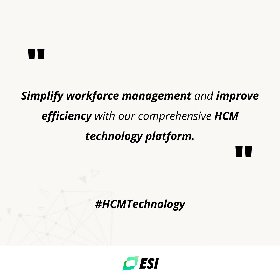 ESI_hcm's tweet image. Stay at the forefront of #HRInnovation with the latest #HCMTechnology solutions!
Make a wise investment in your #business!
Learn more about what #ESI can do for you: eesipeo.com
#BusinessGrowth #PEO #HR #HCMSolutions