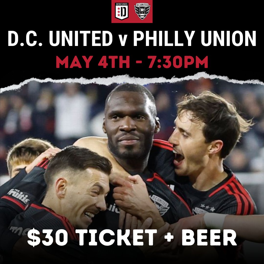 Looking to catch some live soccer? Join us next Saturday as @DCUnited take on Philly Union at Audi Field. ⚽️ And the best part? You can score a ticket AND a beer for only $30! Don't miss out on this exciting match-up. See you there! Tickets 👉 bit.ly/4aVAAfd