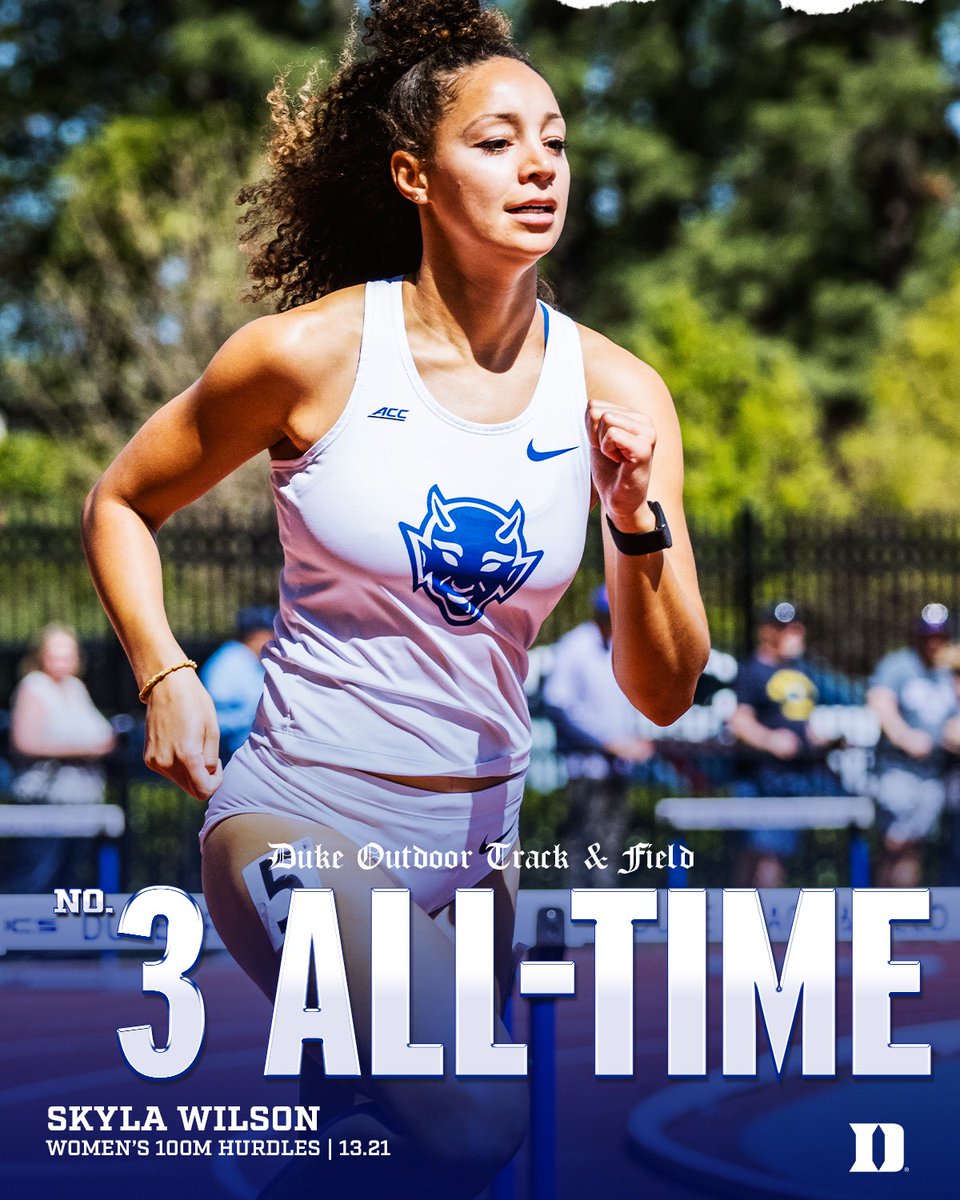 Skyla Wilson took THIRD at the Penn Relays in the women’s 100m hurdles, clocking 13.21 to move her from No. 5 to No. 3 on our ALL-TIME records!👌⚡️