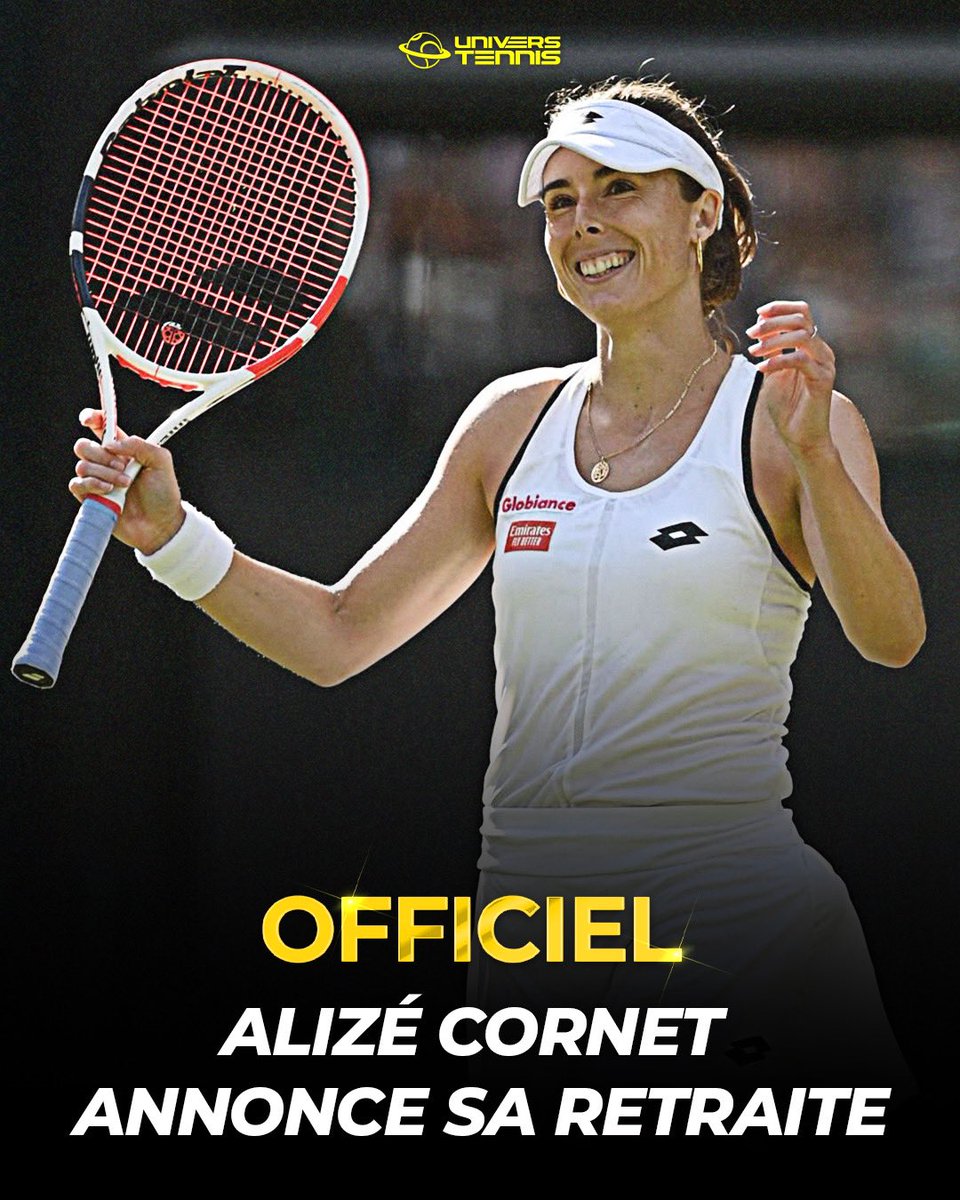 🚨 Professionnelle depuis 2005, Alizé Cornet, 34 ans, annonce qu’elle prendra sa RETRAITE après Roland-Garros.

🏆 6 titres en simple
📊 11e mondial en 2009

La Française détient notamment le record de participations consécutives en Grand Chelem (68).

Bravo <a href="/alizecornet/">Alize Cornet</a> ❤️🇫🇷