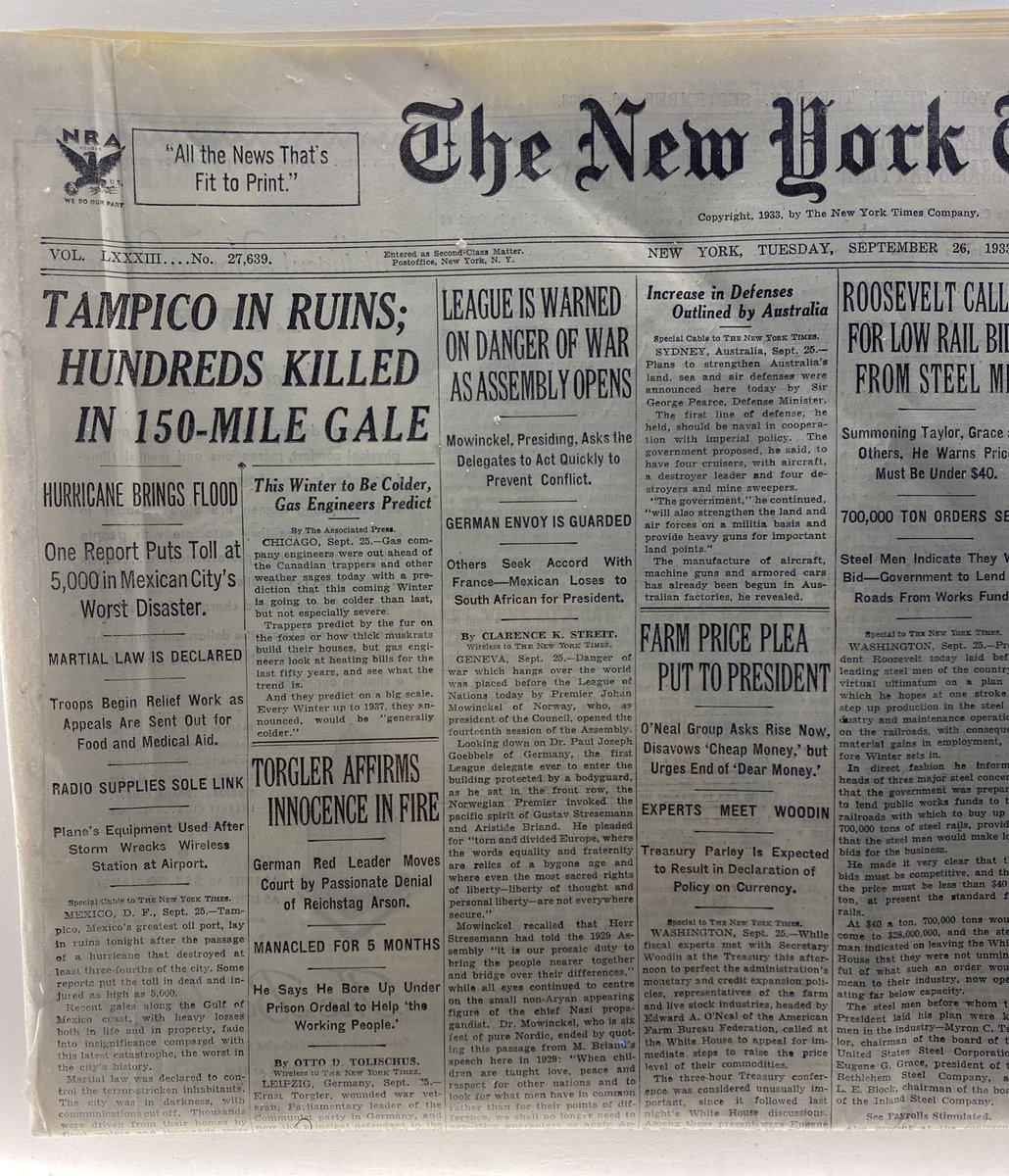 beltrandelrio's tweet photo. En 1933, por tristes razones, Tampico fue portada de The New York Times https://t.co/79KuCLc1DQ