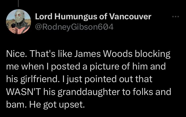 Damn I didn’t know Jimmy Woods was that soft. @RealJamesWoods