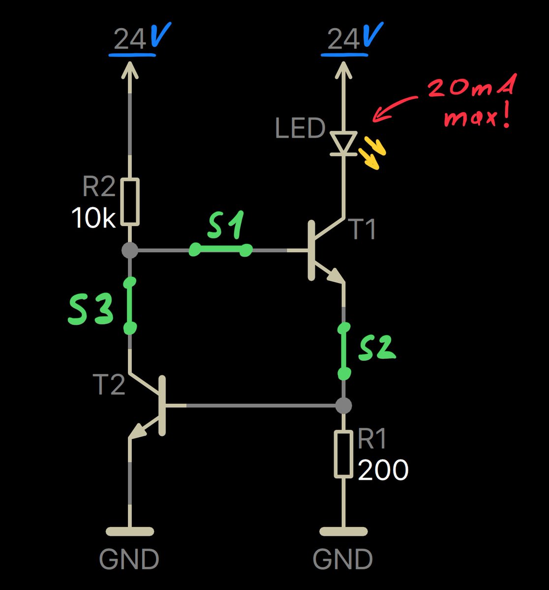 CircuitShepherd's tweet image. Which switch would damage the circuit if opened?
S1, S2 or S3?