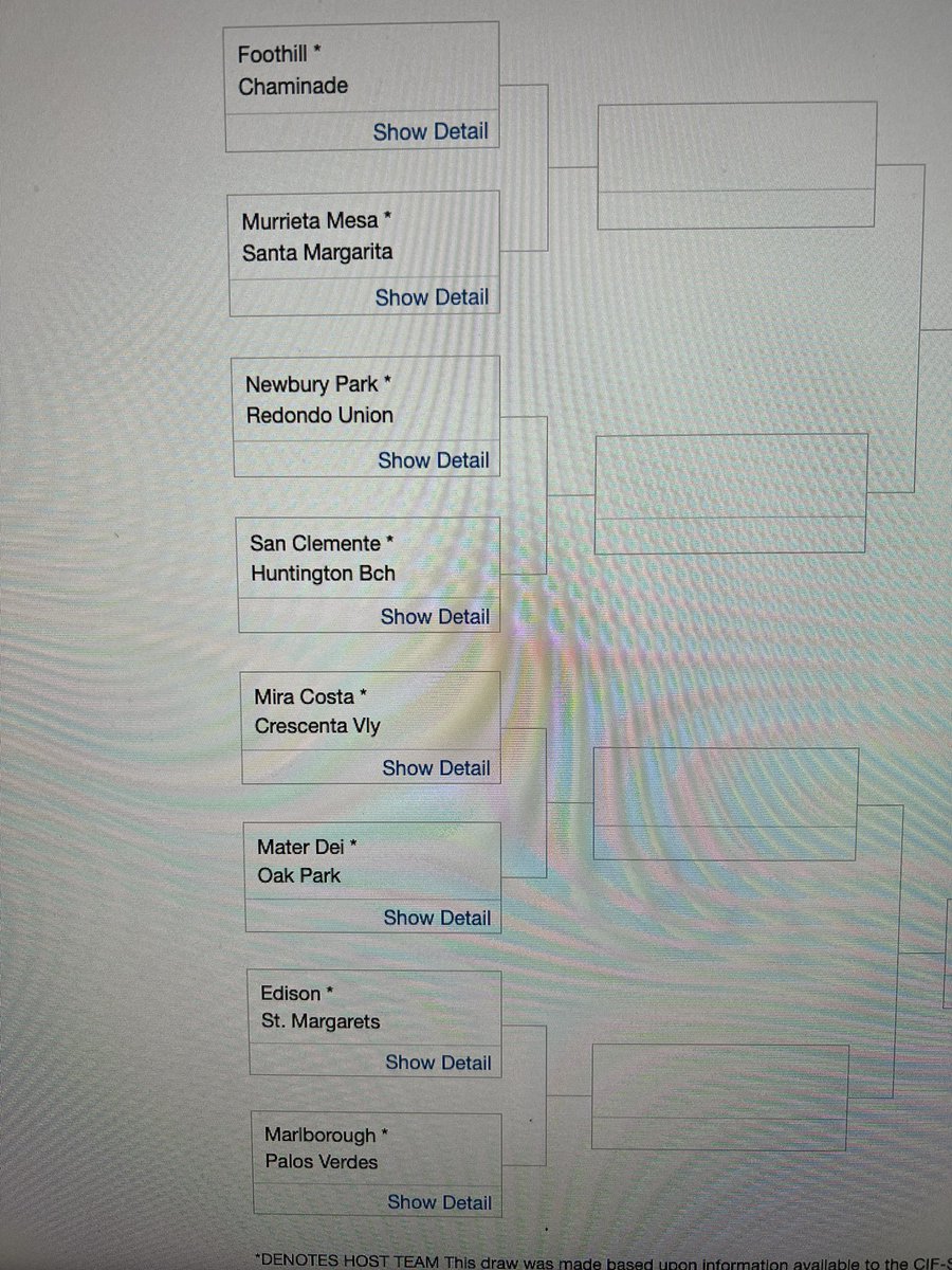 Michael Huntley (@mikehuntley63) on Twitter photo Girls lacrosse Division 1 bracket. Was 8 teams last season and is 16 now. Foothill has won every CIF championship and is the 1 seed. Could have rematch with San Clemente in semifinals <a href="/ocvarsity/">ocvarsity</a> <a href="/ocvarsityguy/">Dan Albano</a> <a href="/latsondheimer/">eric sondheimer</a> <a href="/OCSportsZone/">OC Sports Zone</a> <a href="/FoothillGirls/">Foothill Girls Lacrosse</a> <a href="/SCHSTritons/">Triton Athletics</a> <a href="/CIFSS/">CIF Southern Section</a> Girls lacrosse Division 1 bracket. Was 8 teams last season and is 16 now. Foothill has won every CIF championship and is the 1 seed. Could have rematch with San Clemente in semifinals <a href="/ocvarsity/">ocvarsity</a> <a href="/ocvarsityguy/">Dan Albano</a> <a href="/latsondheimer/">eric sondheimer</a> <a href="/OCSportsZone/">OC Sports Zone</a> <a href="/FoothillGirls/">Foothill Girls Lacrosse</a> <a href="/SCHSTritons/">Triton Athletics</a> <a href="/CIFSS/">CIF Southern Section</a>