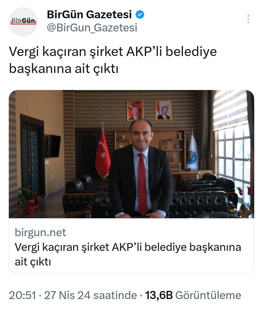 Gübre fişi kesen Akdenizli Tarım isimli şirket ise AKP'li Muğla'nın AKP'li Seydikemer Belediye Başkanı Bayram Önder Akdenizli'ye aitmiş. BirGün'ün ulaştığı Akdenizli vergi rekortmeni olduğunu belirterek şu açıklamayı yapmış.++