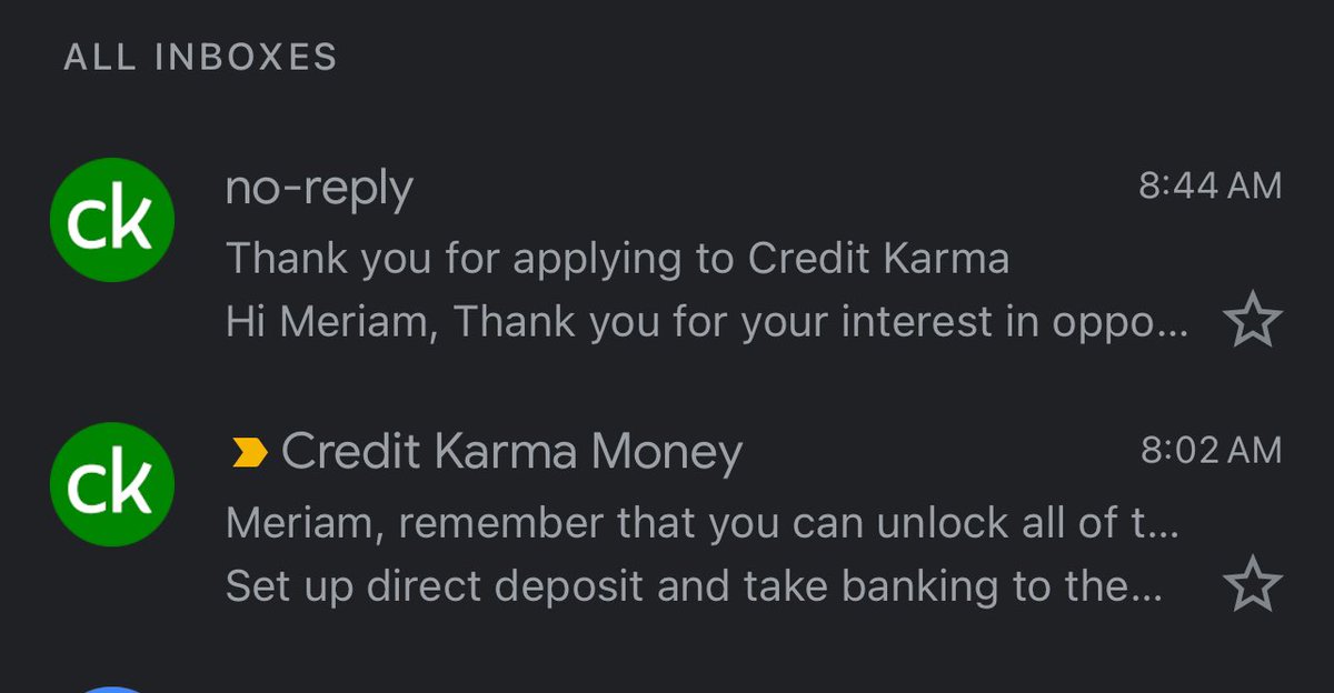 The audacity if @creditkarma sending me an ad followed by a rejection letter for a job I’ve applied for 😨