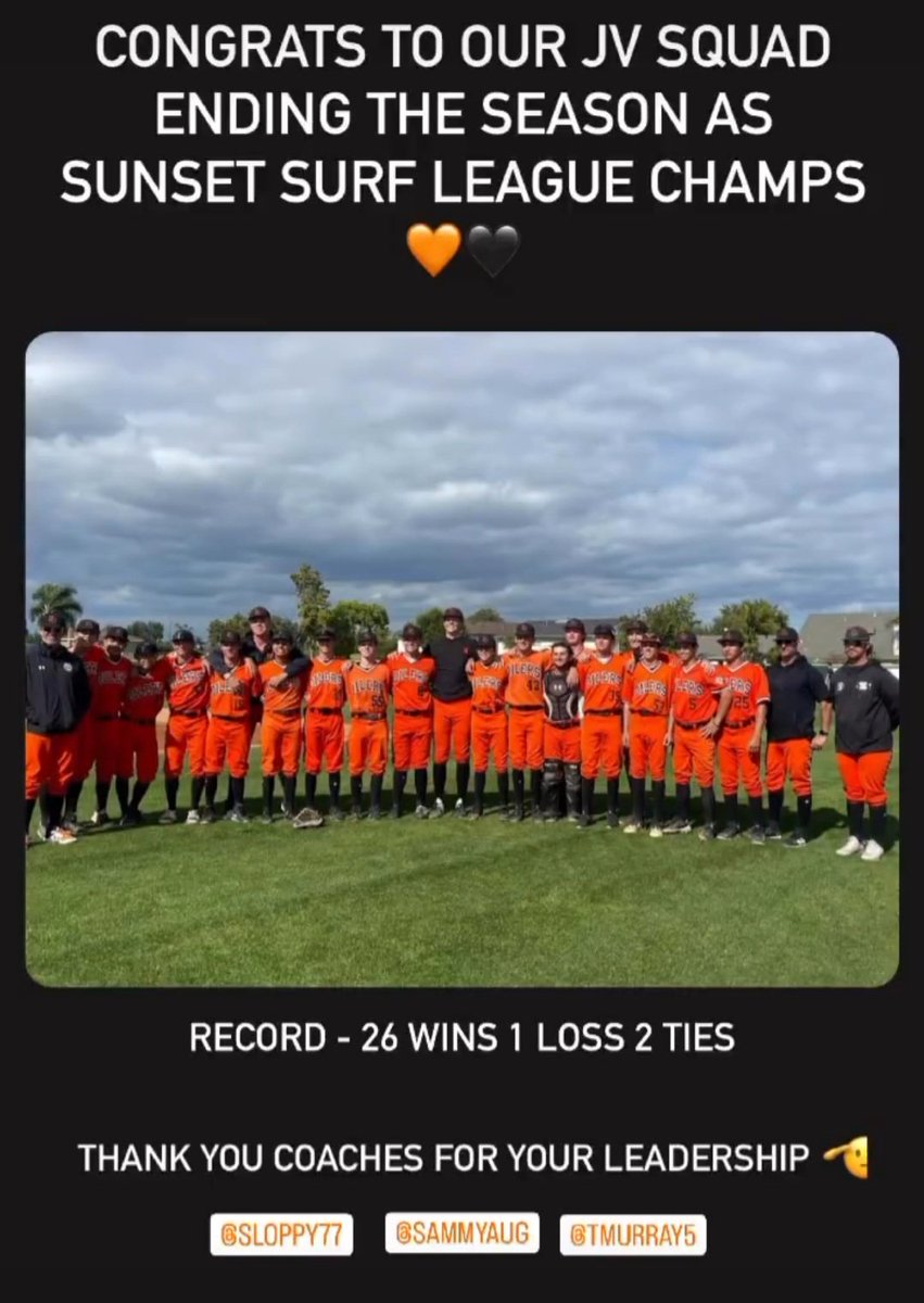 Proud to be a part of this team. We went 26-1-2 for the season going up against some tough competition. Sunset Surf League Champs! <a href="/HBHS_basebll/">HB baseball</a> <a href="/HB_OilerSports/">HB Oiler Athletics</a> <a href="/HBOilers/">HBHS</a>