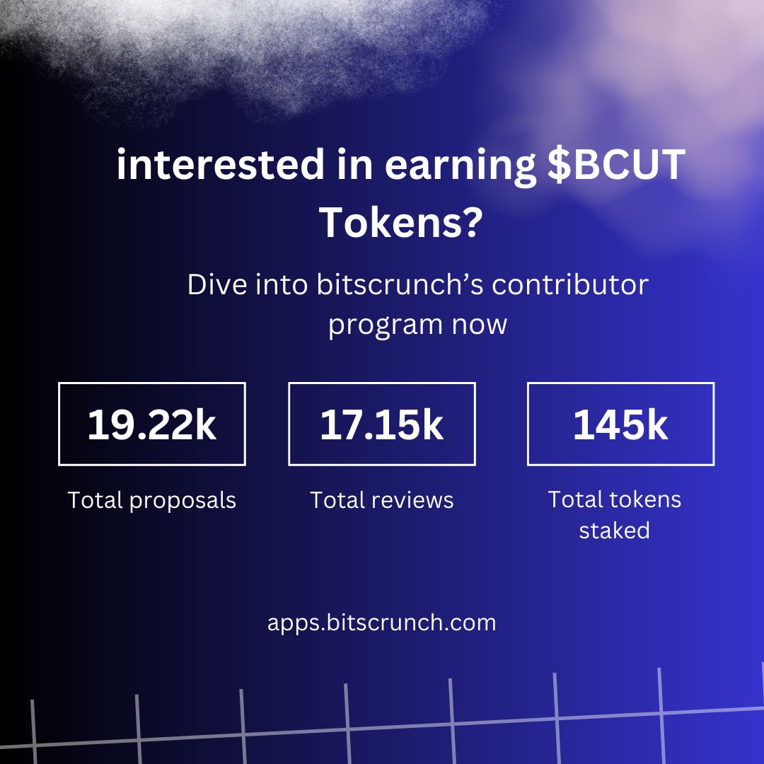 Are you holding your $BCUT and leaving it dormant without putting it to work to earn more via delegation or contributor program?

Here is a reminder that you can earn more $bcut via @bitsCrunch contributor role.

Stake 500 bcut as entry to contribute on the network.