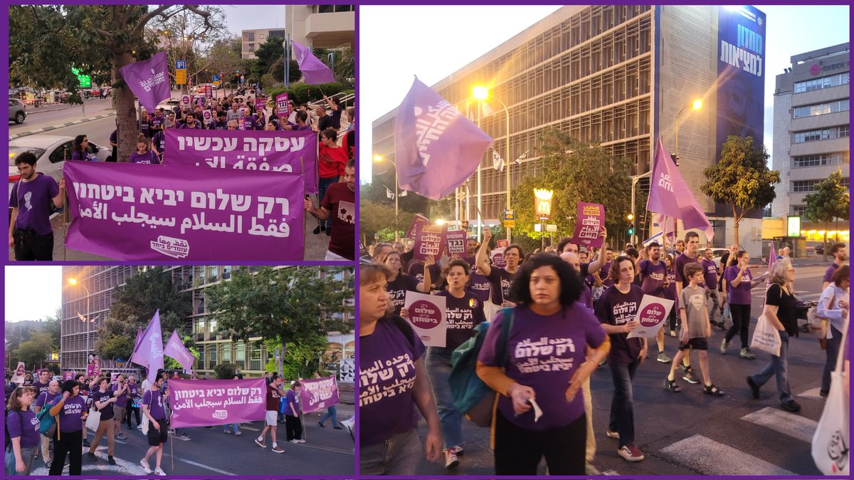 We march now in Tel-Aviv, calling for an agreement to end the war, return the hostages back alive, and stop the killing of innocents in Gaza. What will bring safety & security to ourselves, our families, our two peoples? Not siege and occupation. Only Israeli-Palestinian peace.