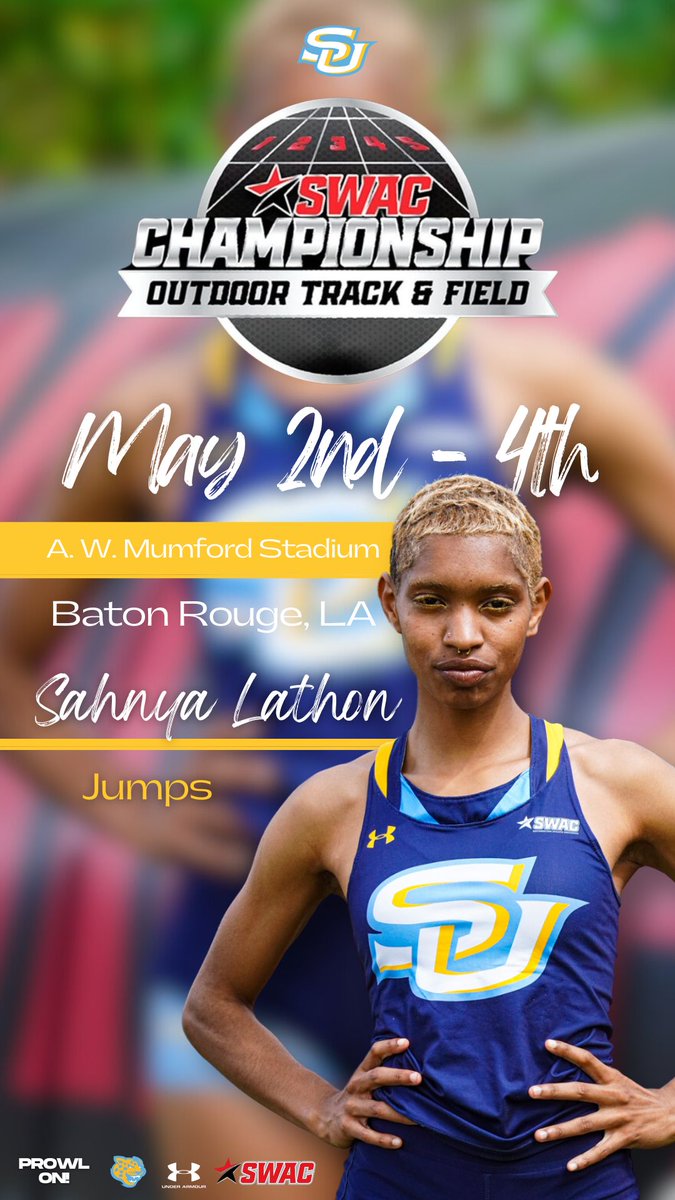 The 2024 SWAC Outdoor Track and Field Championships at Southern University only 5 days away!

 Visit GoJagSports.com for details. 

#ExperienceTheStandard #SouthernIsTheStandard

#JaguarsTrackandField #TrackandField #SWAC 

#ProwlOn | #GoJags | #WeAreSouthern