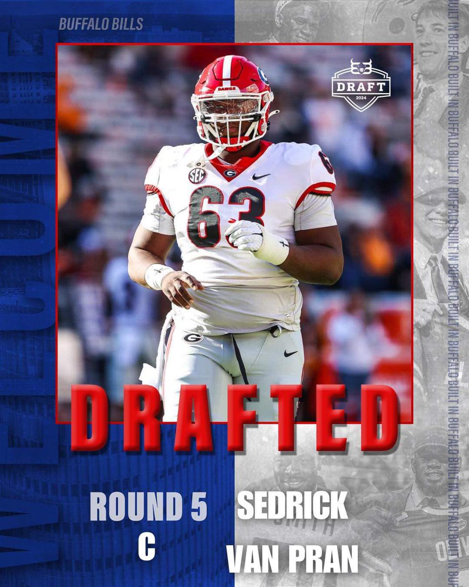 BuiltInBuffalo_'s tweet photo. With the 141st pick in the #NFLDraft   , the Bills have selected C Sedrick Van Pran.

#Bills | #BillsMafia | #BuiltInBuffalo https://t.co/JgtrIhIh7j