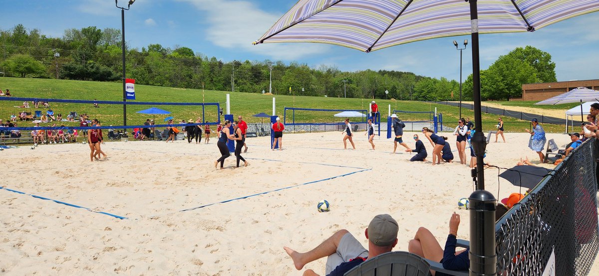 W⛱️🏐 The #NAIABeachVB final is underway! The 2s and 4s will play in the 1st wave and the match will be played to decision #BattleForTheRedBanner #collegevolleyball #NAIABeachVB