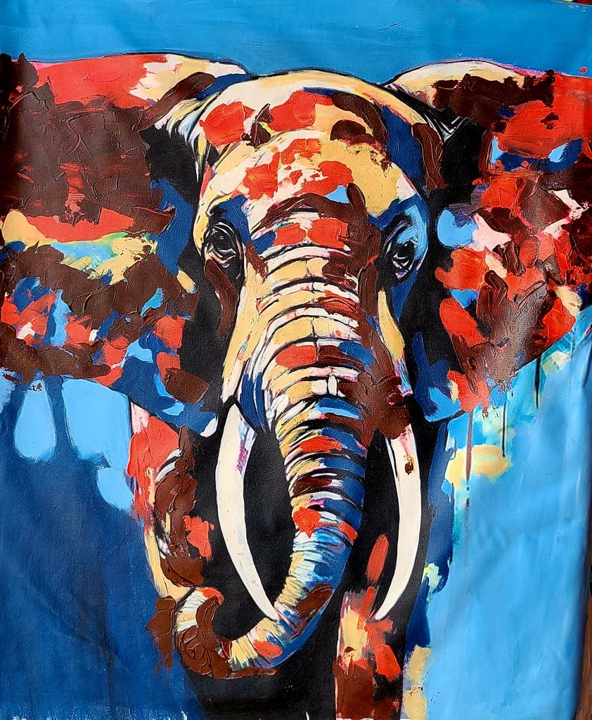 Elephants teach us that true strength comes from love, unity, and compassio. Elseedart Acrylics painting on canvas 🎨 Size: 50×70cm.
